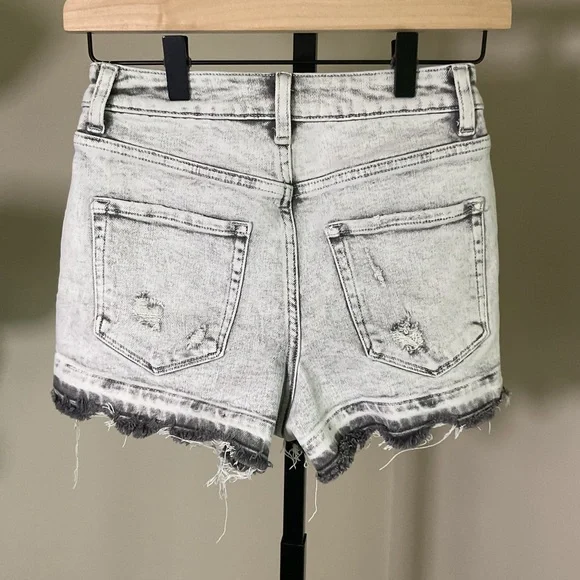 Vervet Denim Shorts XS High Rise Distressed Acid Wash Raw Hem Cutoff Festival - Picture 3 of 6